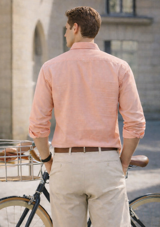Men’s Premium Cotton Full-Sleeve Shirt – Salmon - Montx The Clothing Brand