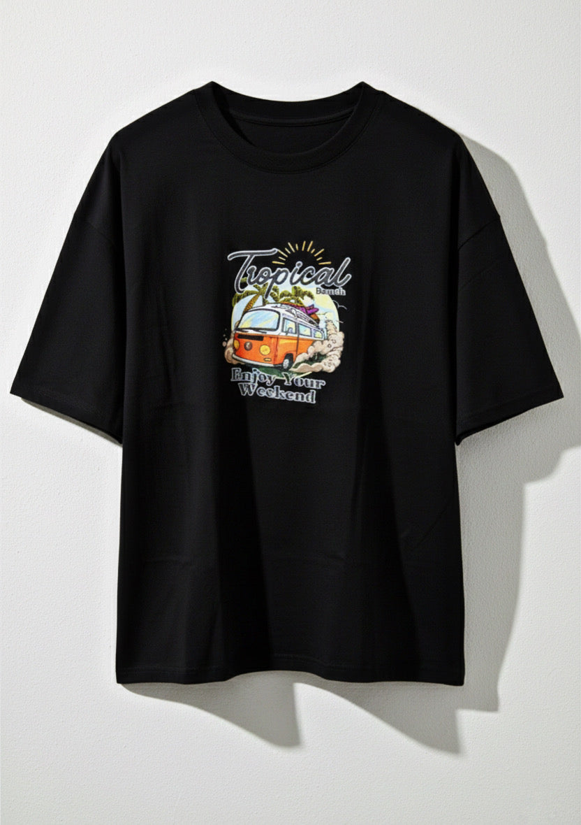 Montx Men's Oversized Black Printed T-shirt - Montx The Clothing Brand