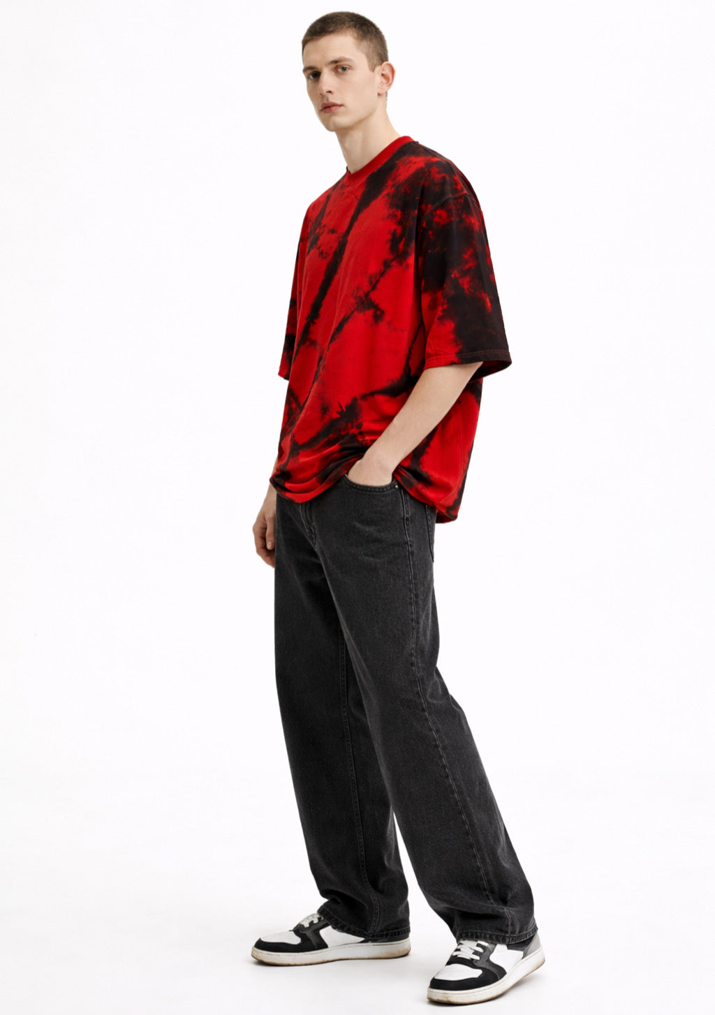 Montx Men's Red Tie-Dye Oversized Round Neck T-Shirt – Designed in India - Montx The Clothing Brand