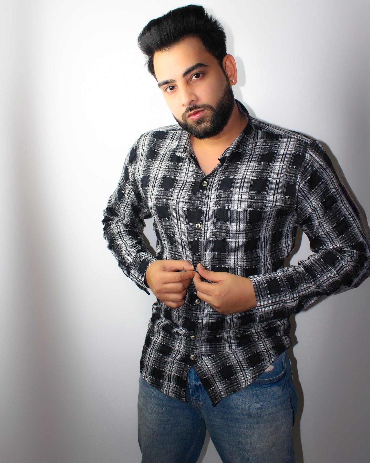 Montx Men's Pure Cotton Shirt – Black Checked