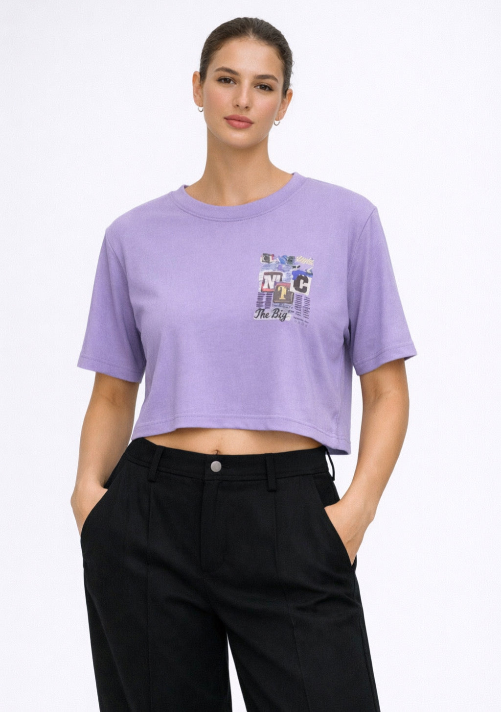 Women's Purple Color Newspaper Printed T-shirt – Casual Fit - Montx The Clothing Brand