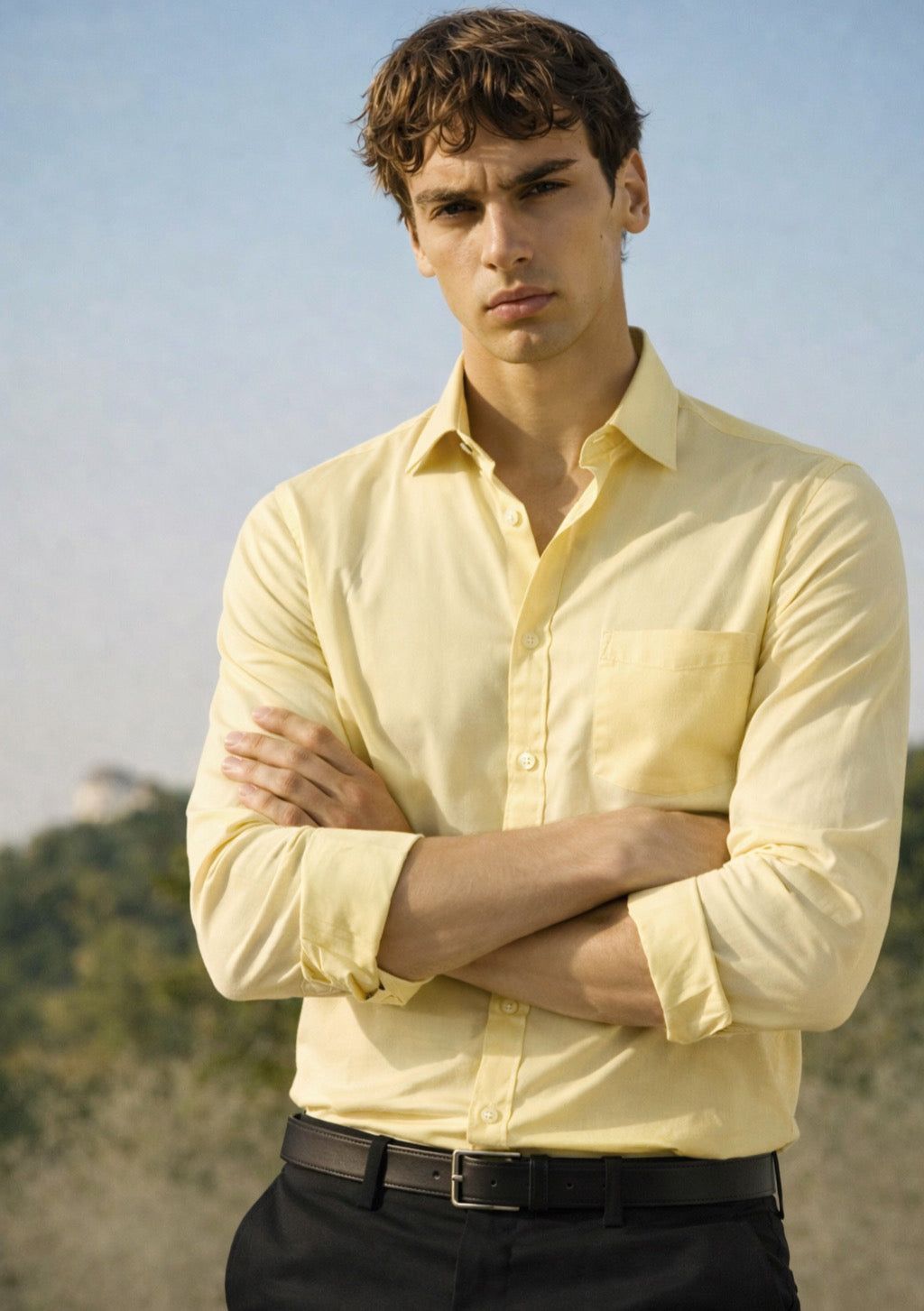 Men’s Signature Cotton Full-Sleeve Shirt – Lemon - Montx The Clothing Brand