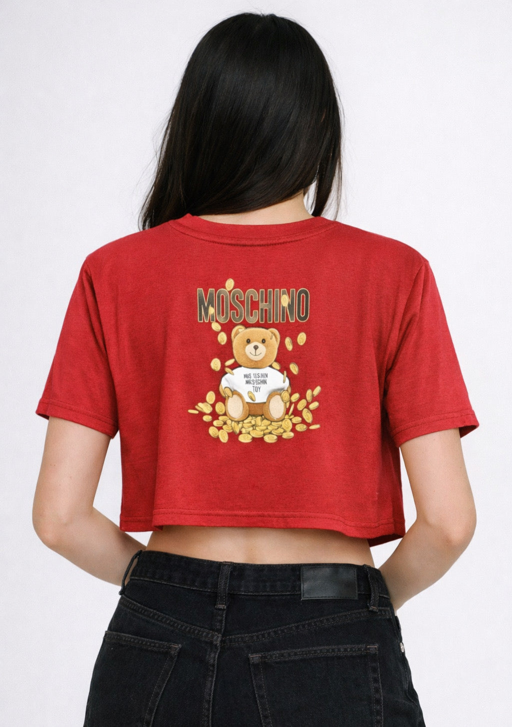 Women's Red Color Teddy Printed T-shirt – Regular Fit - Montx The Clothing Brand