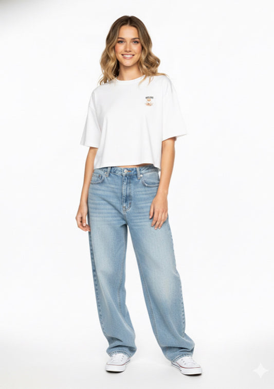 Women's White Color Teddy Printed T-shirt – Regular Fit - Montx The Clothing Brand