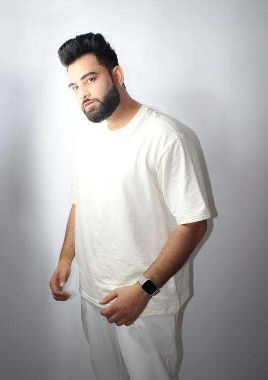 Oversized Off-White T-Shirt for Men – Minimal Streetwear Essential