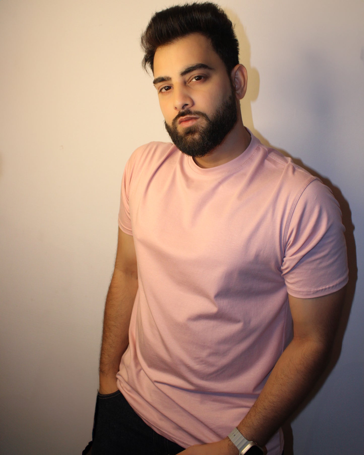 Men's Half Sleeve Round Neck T-Shirt Regular Fit - Baby Pink Color