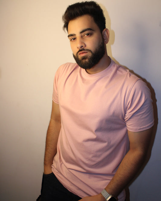Men's Half Sleeve Round Neck T-Shirt Regular Fit - Baby Pink Color