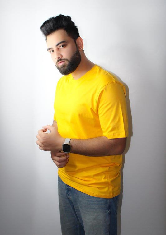 Men's Half Sleeve Round Neck Regular Fit T-Shirt  - Yellow Color - Montx The Clothing Brand