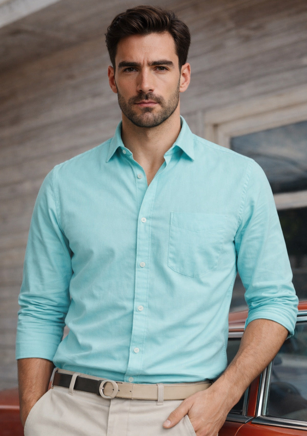 Men’s Premium Cotton Full-Sleeve Shirt – Sky Blue - Montx The Clothing Brand