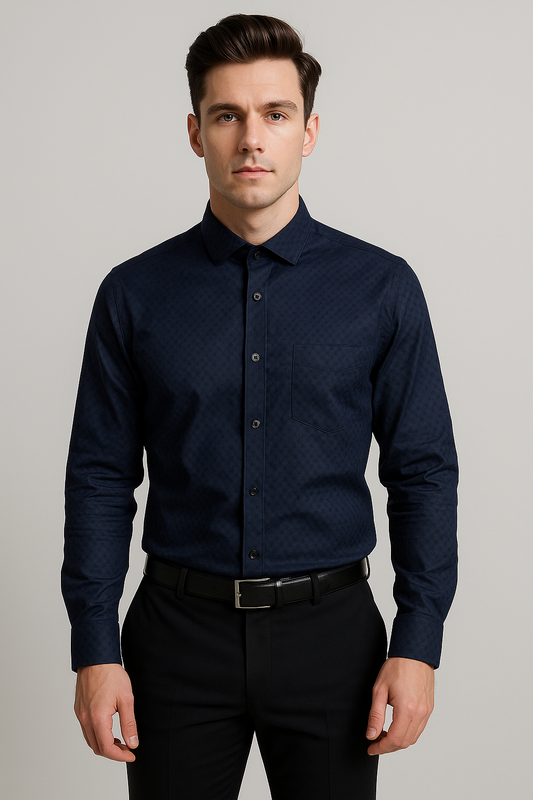 Montx Men's Full Sleeves Cotton Party Wear Shirt - Royal Blue