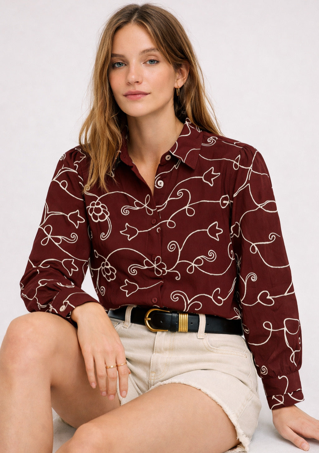 Women's Red Color Embroidered Top – One Size - Montx The Clothing Brand