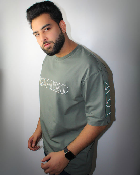 Montx Men's Inspired Print T-shirt Oversized Fit - Olive Color