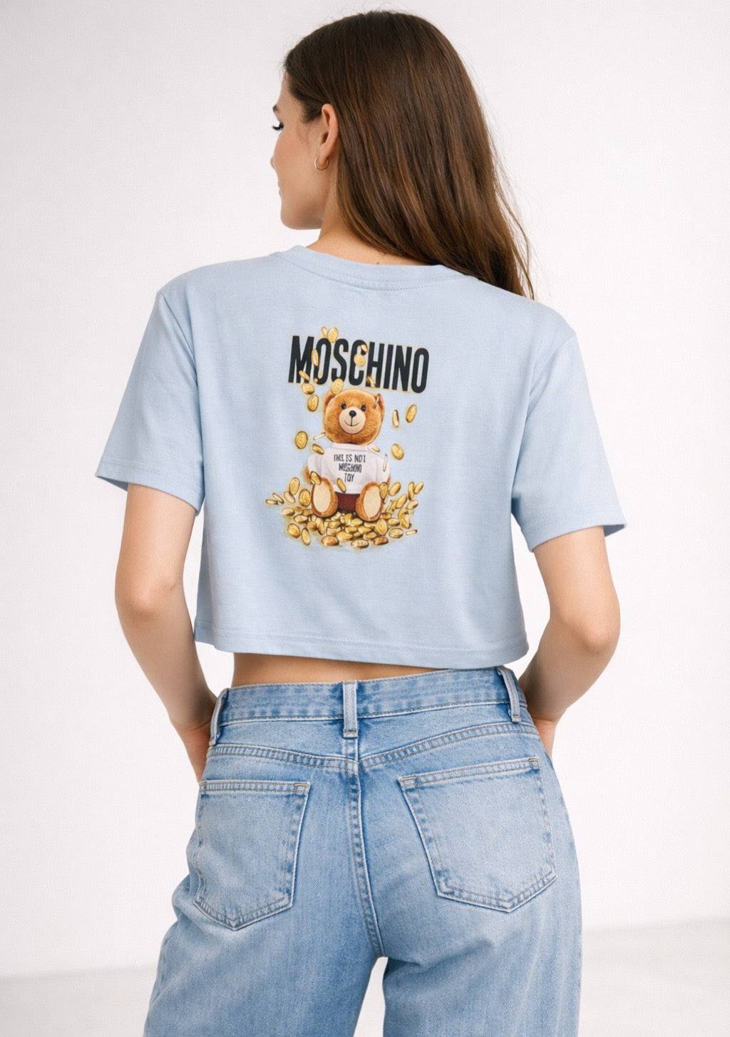 Women's Sky Blue Color Teddy Printed T-shirt – Regular Fit - Montx The Clothing Brand