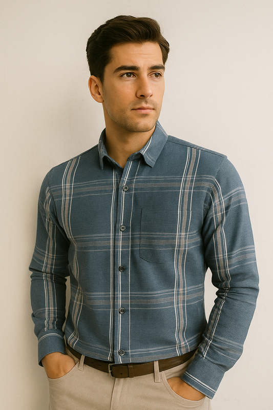 Montx Blue Checked Cotton Shirt – Cool, Classic & Comfortable