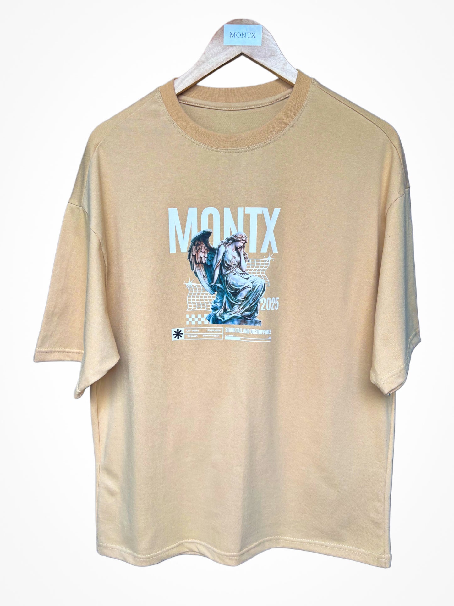 Montx Men's Half Sleeve Oversize T-Shirt - Beige Color