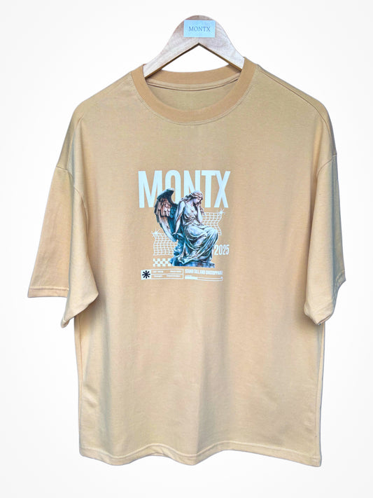 Montx Men's Half Sleeve Oversize T-Shirt - Beige Color