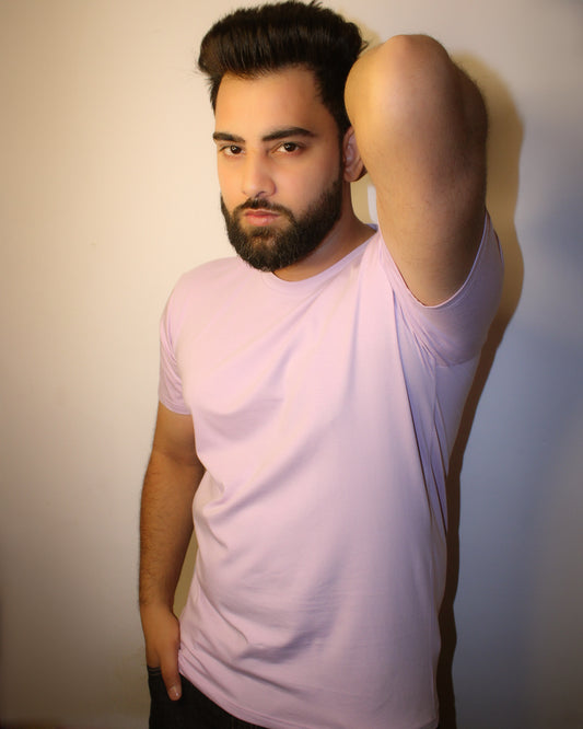 Men's Half Sleeve Round Neck T-Shirt Regular Fit - Lavender Color