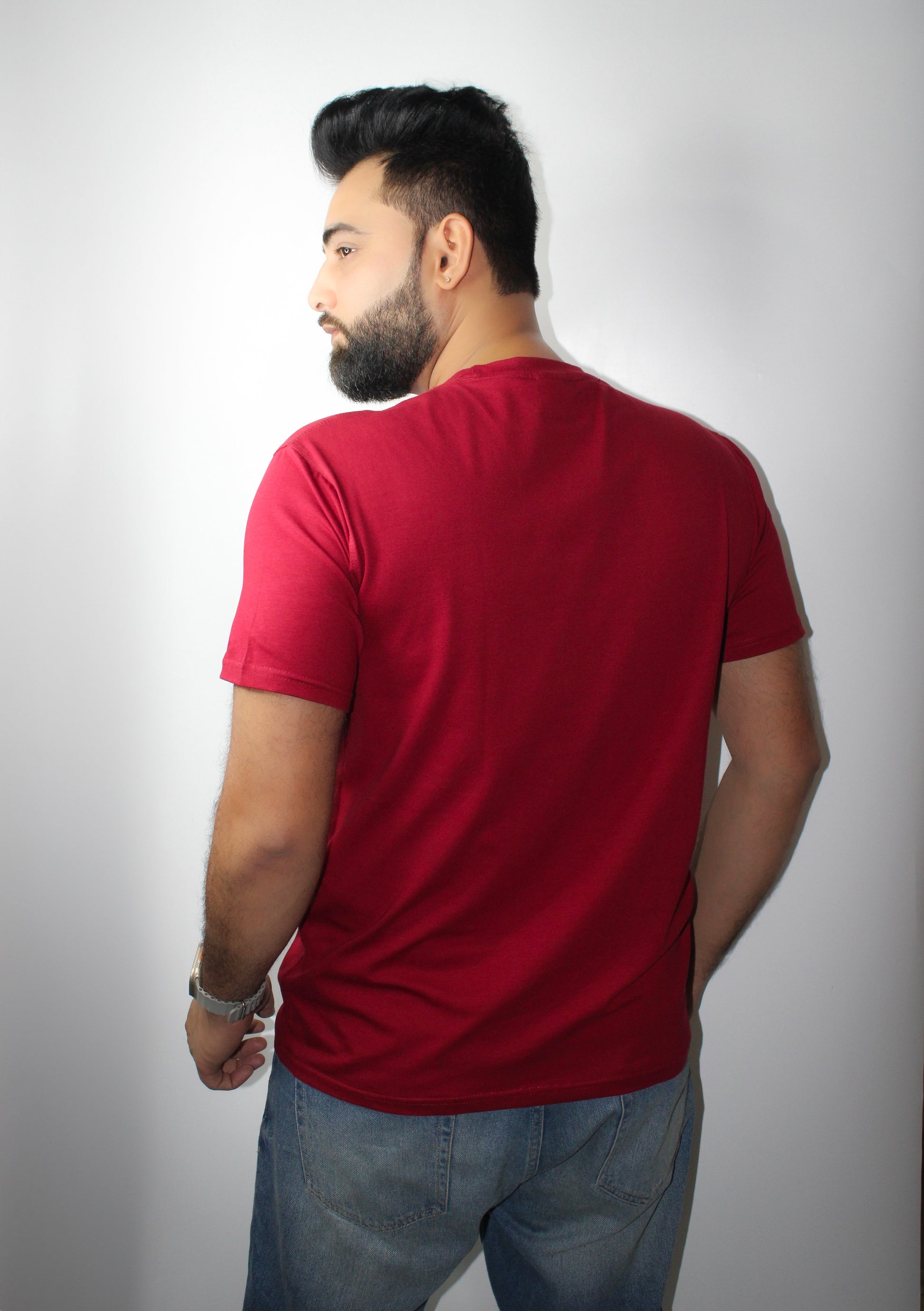 Men's Half Sleeve Round Neck T-Shirt Regular Fit - Maroon Color - Montx The Clothing Brand