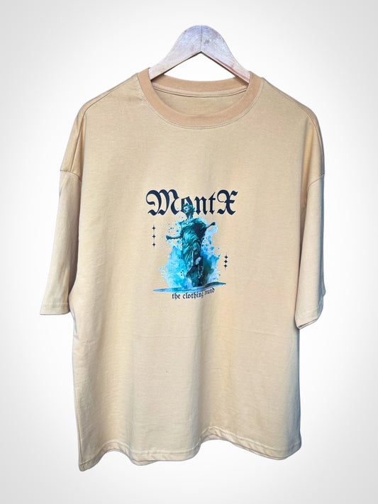 Montx Men's Half Sleeve Round Neck Loose Fit T-Shirt - Beige Color
