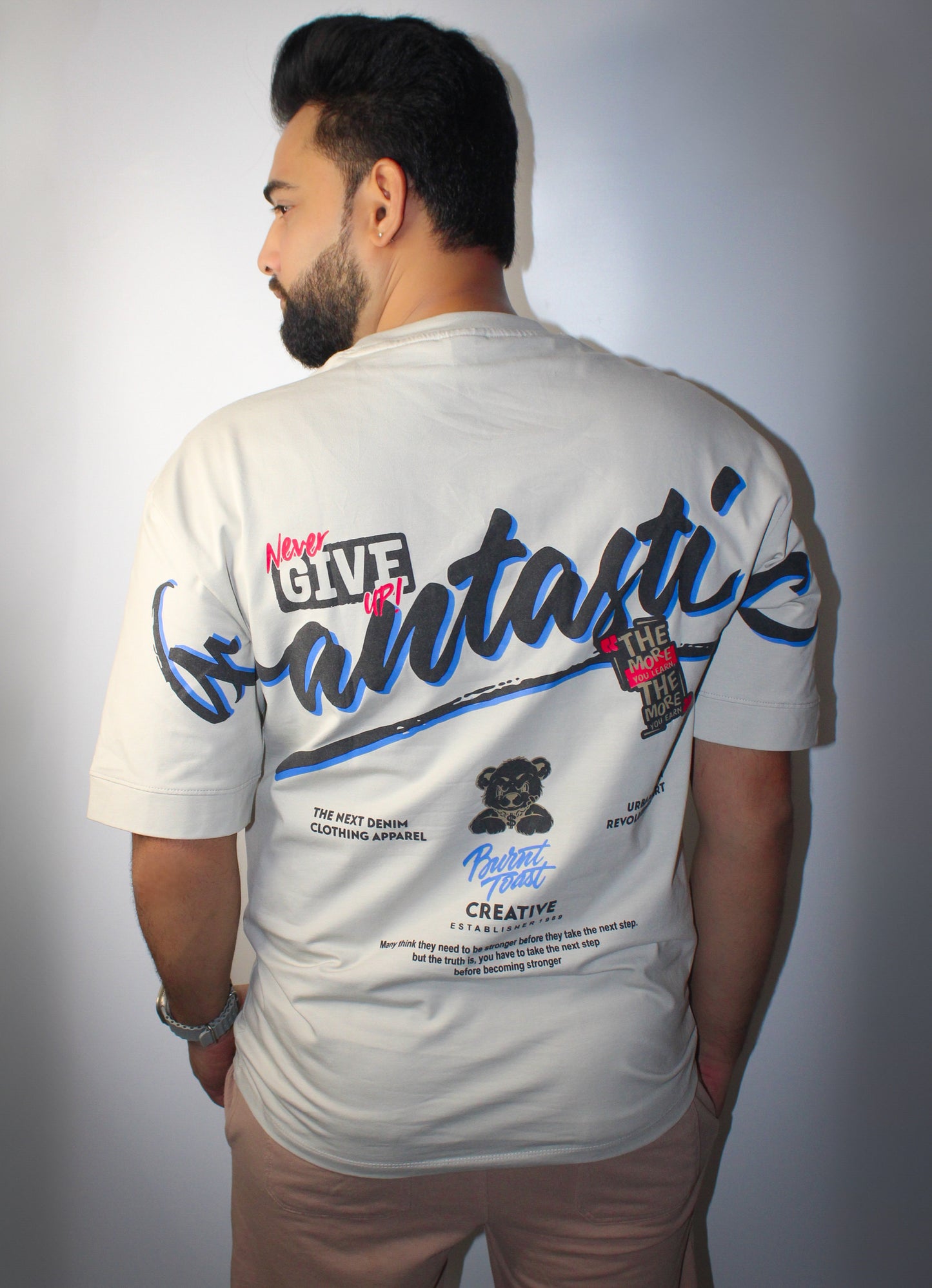 Montx Men's Fantastic Print T-shirt  Loose Fit  Street Style - Off White Color