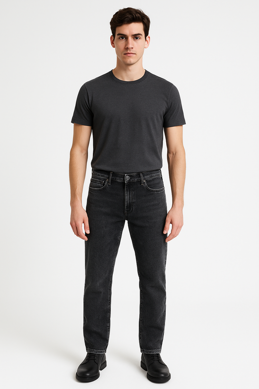 Montx Men's Straight Fit Denim Jeans  - Charcoal Color
