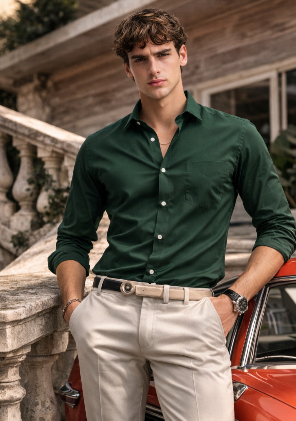 Men’s Premium Cotton Full-Sleeve Shirt – Green - Montx The Clothing Brand