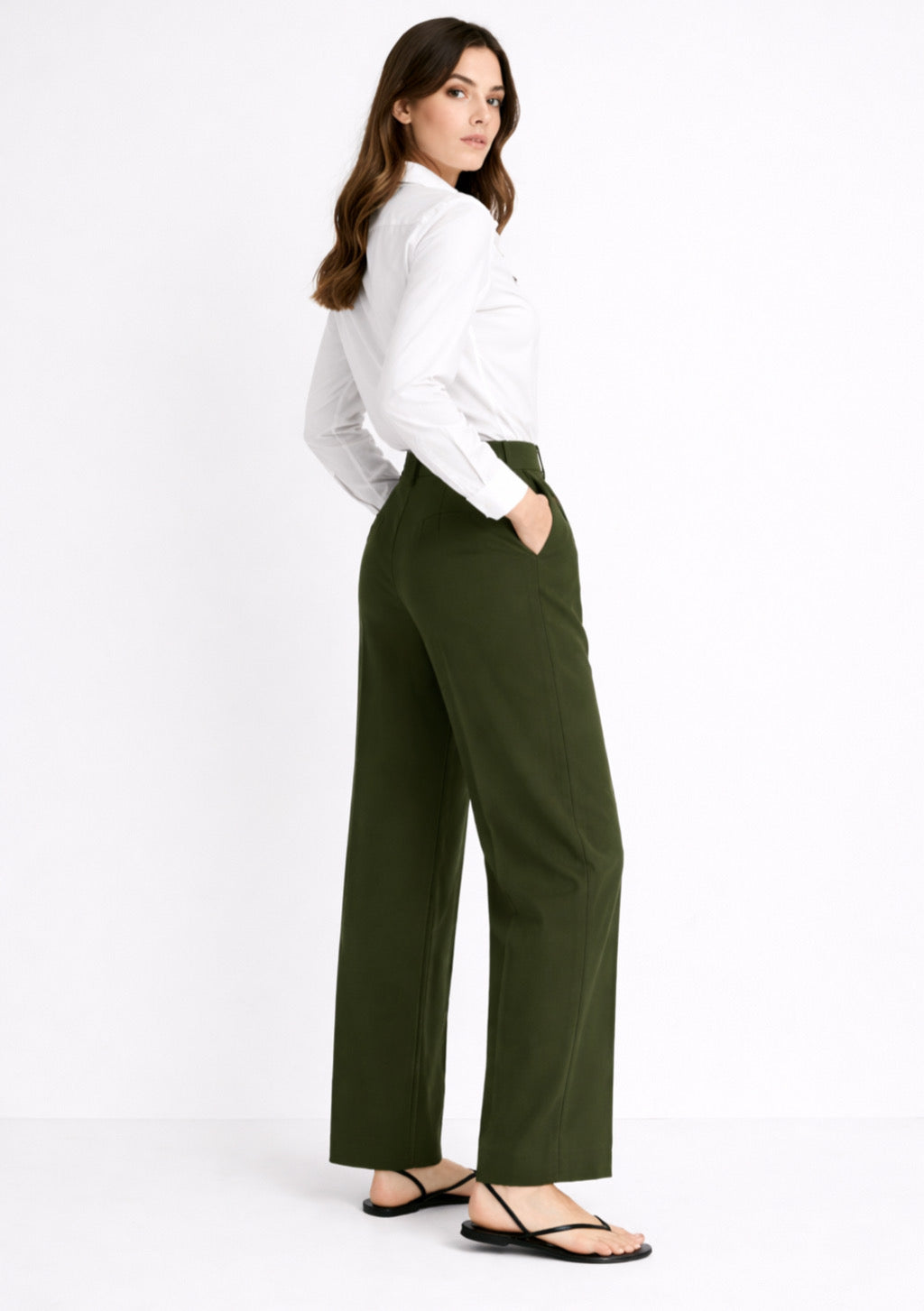 Women’s Formal Korean Wide-Leg Pants – Olive Green Color - Montx The Clothing Brand