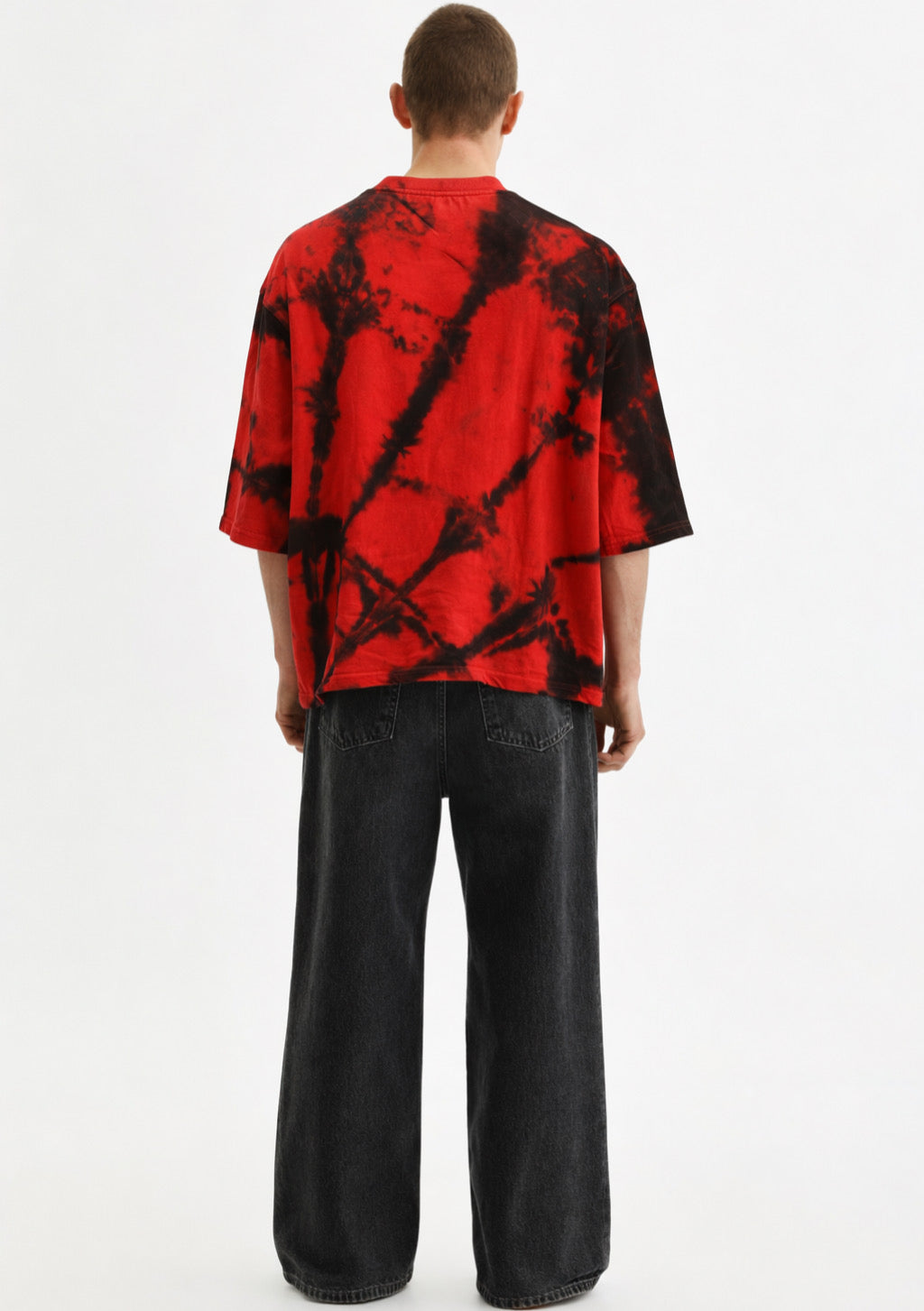 Montx Men's Red Tie-Dye Oversized Round Neck T-Shirt – Designed in India - Montx The Clothing Brand