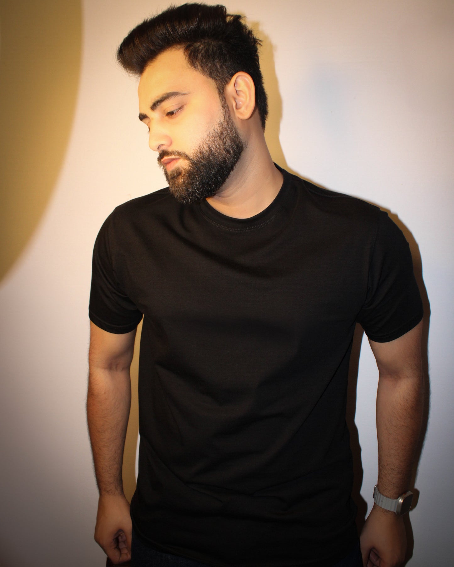 Men's Half Sleeve Round Neck T-Shirt Regular Fit - Black Color