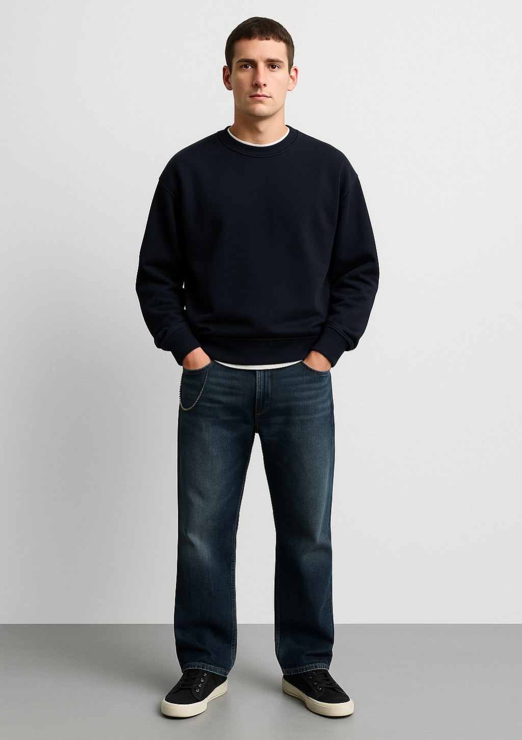 Essential Black Regular Fit Sweatshirt for Men