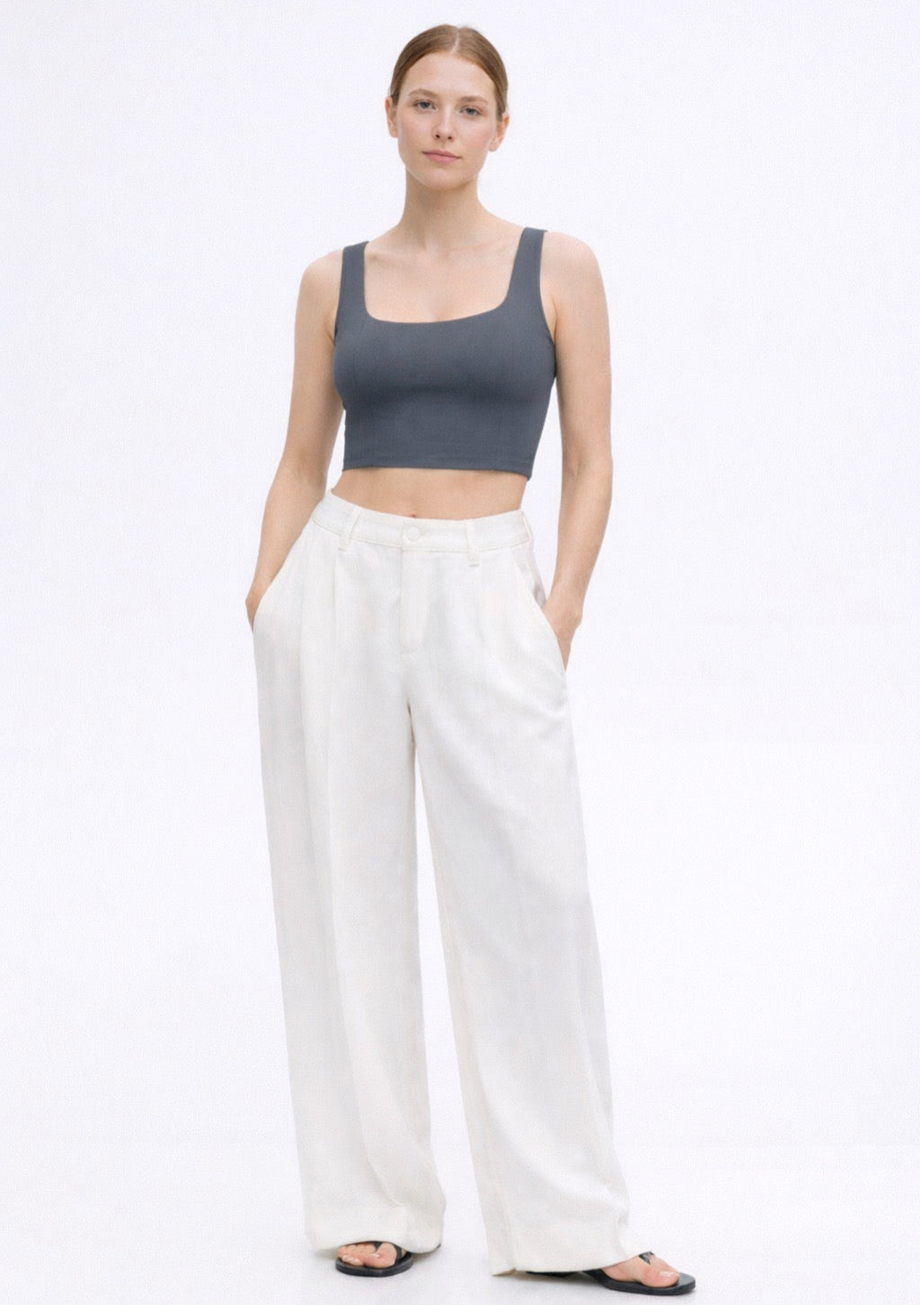 Women's Grey Crop Top With Air Suspended Bra Pads - Montx The Clothing Brand