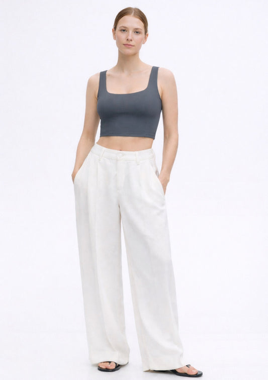 Women's Grey Crop Top With Air Suspended Bra Pads - Montx The Clothing Brand