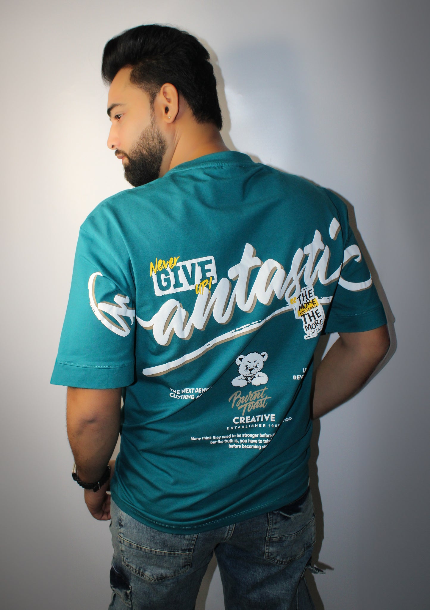 Montx Men's Fantastic Print T-shirt  Loose Fit  Street Style - Firozi Color