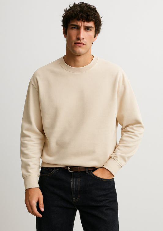 Classic Off-White Regular Fit Sweatshirt for Men