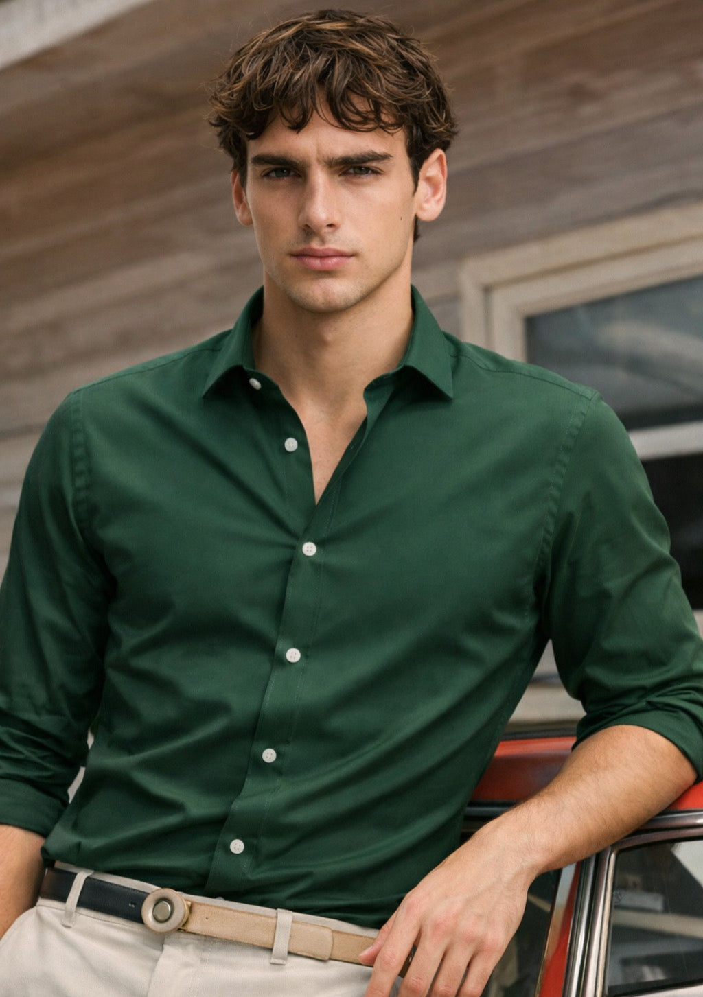 Men’s Premium Cotton Full-Sleeve Shirt – Green - Montx The Clothing Brand