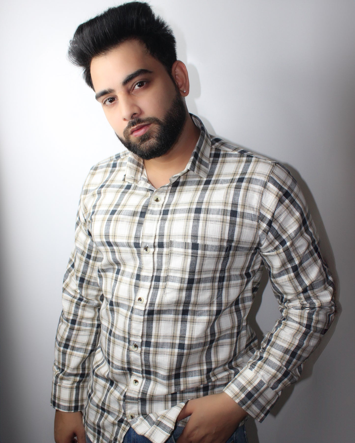 Montx Men's Pure Cotton Shirt - Black & White Checked