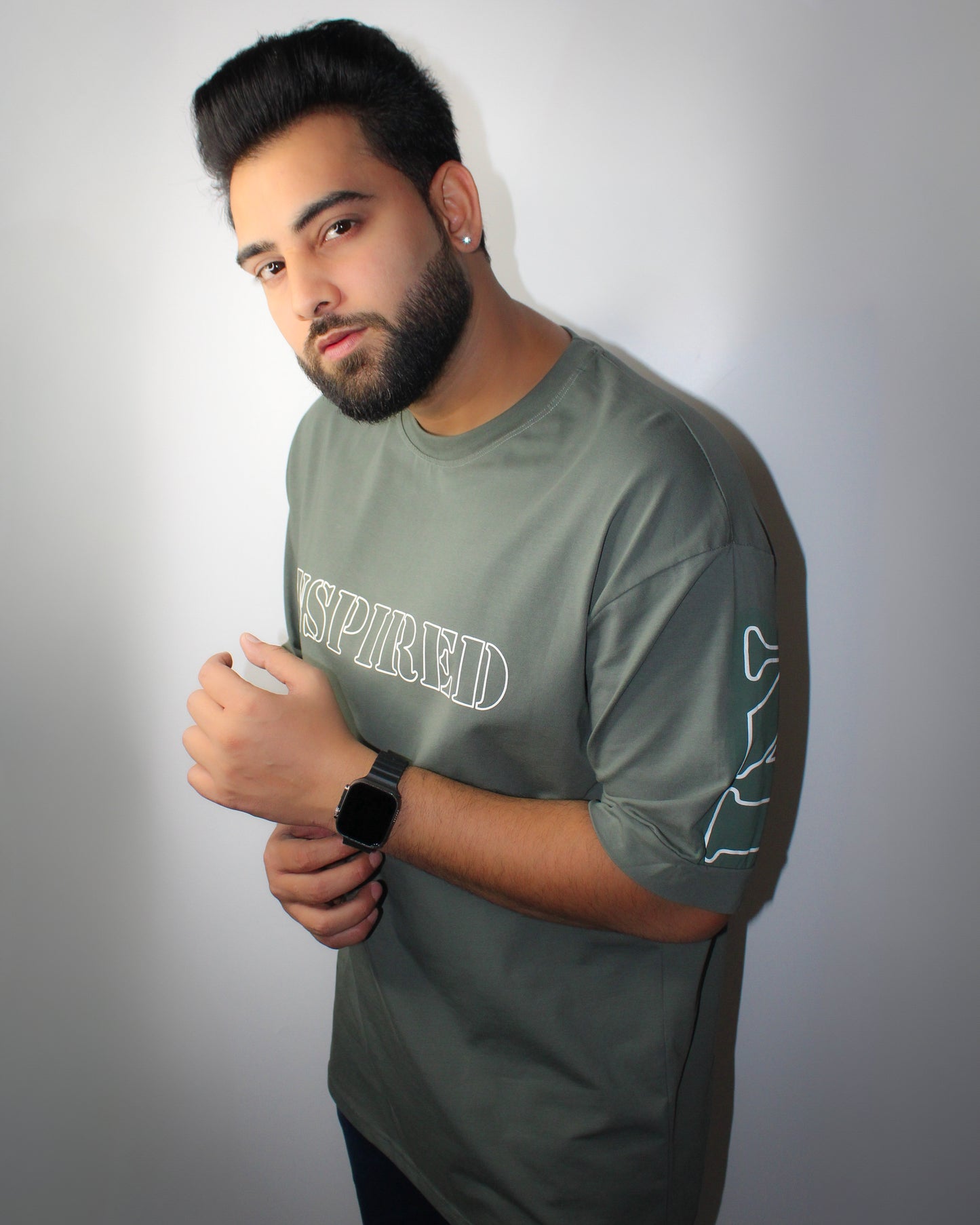 Montx Men's Inspired Print T-shirt Oversized Fit - Olive Color