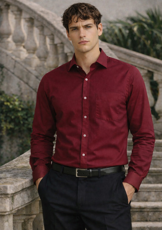 Men’s Premium Cotton Full-Sleeve Shirt – Wine - Montx The Clothing Brand