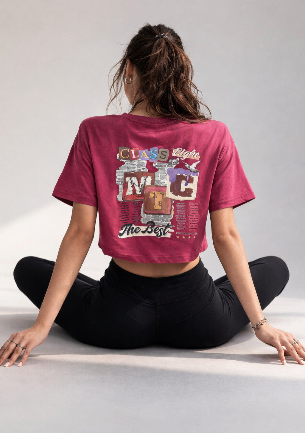 Women's Maroon Color Newspaper Printed T-shirt - Casual Fit - Montx The Clothing Brand