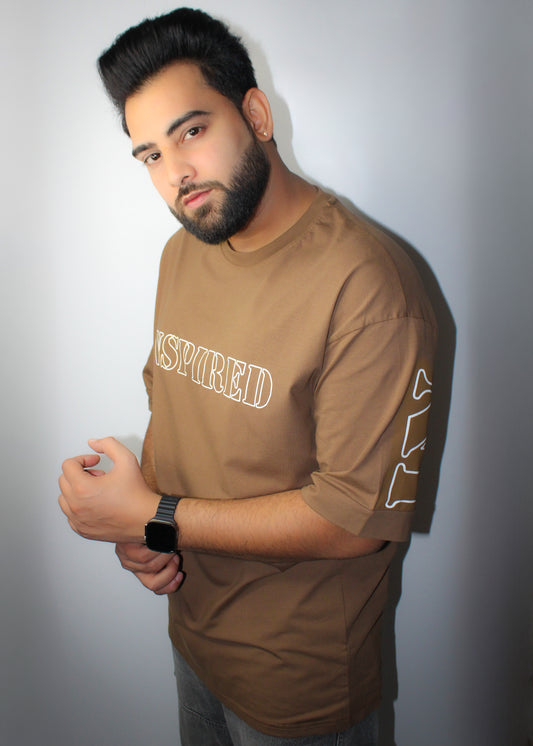 Montx Men's Inspired Print T-shirt Oversized Fit - Light Brown