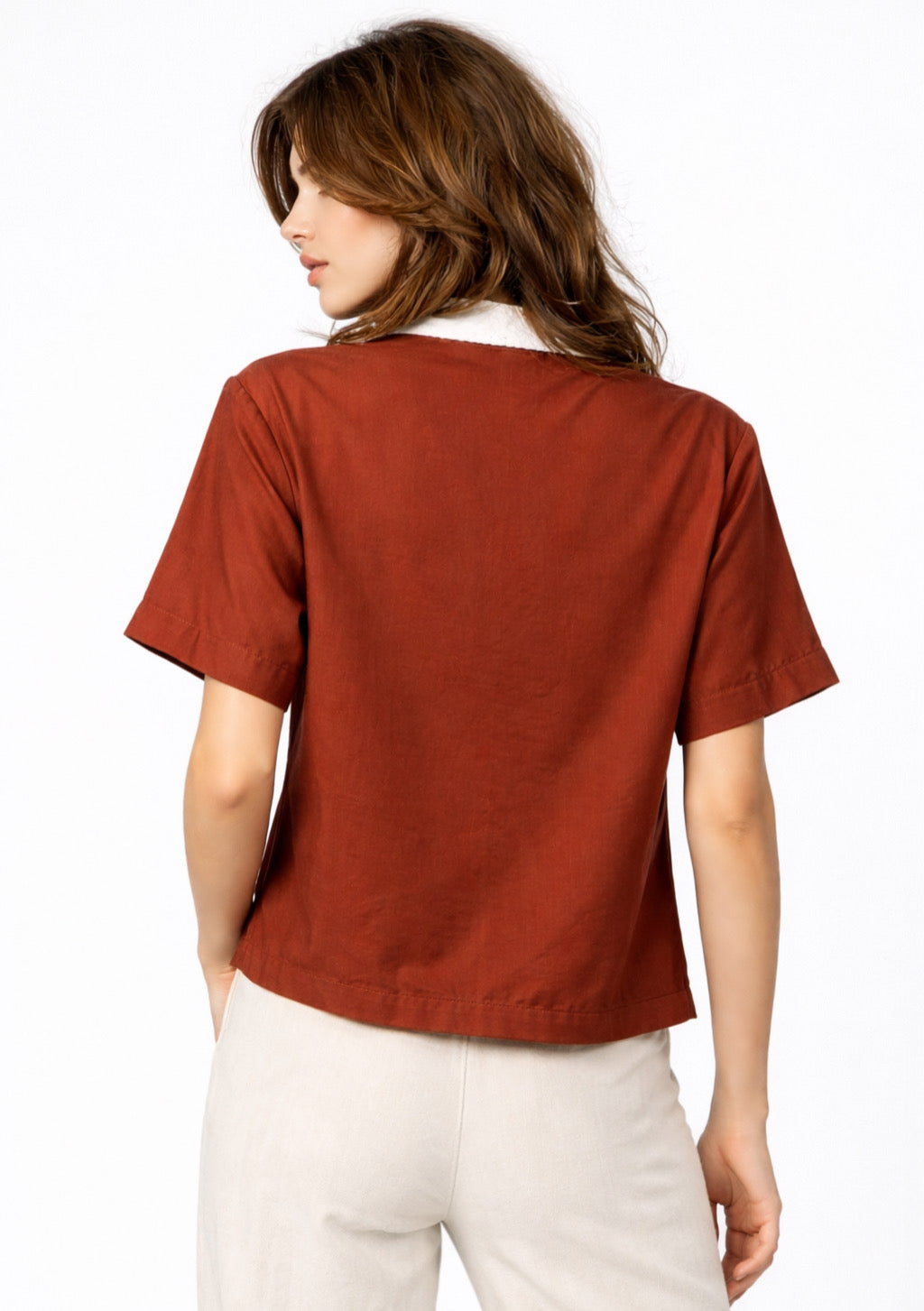 Women's Wine Color Embroidered Shirt with Inner Crop Top - Montx The Clothing Brand