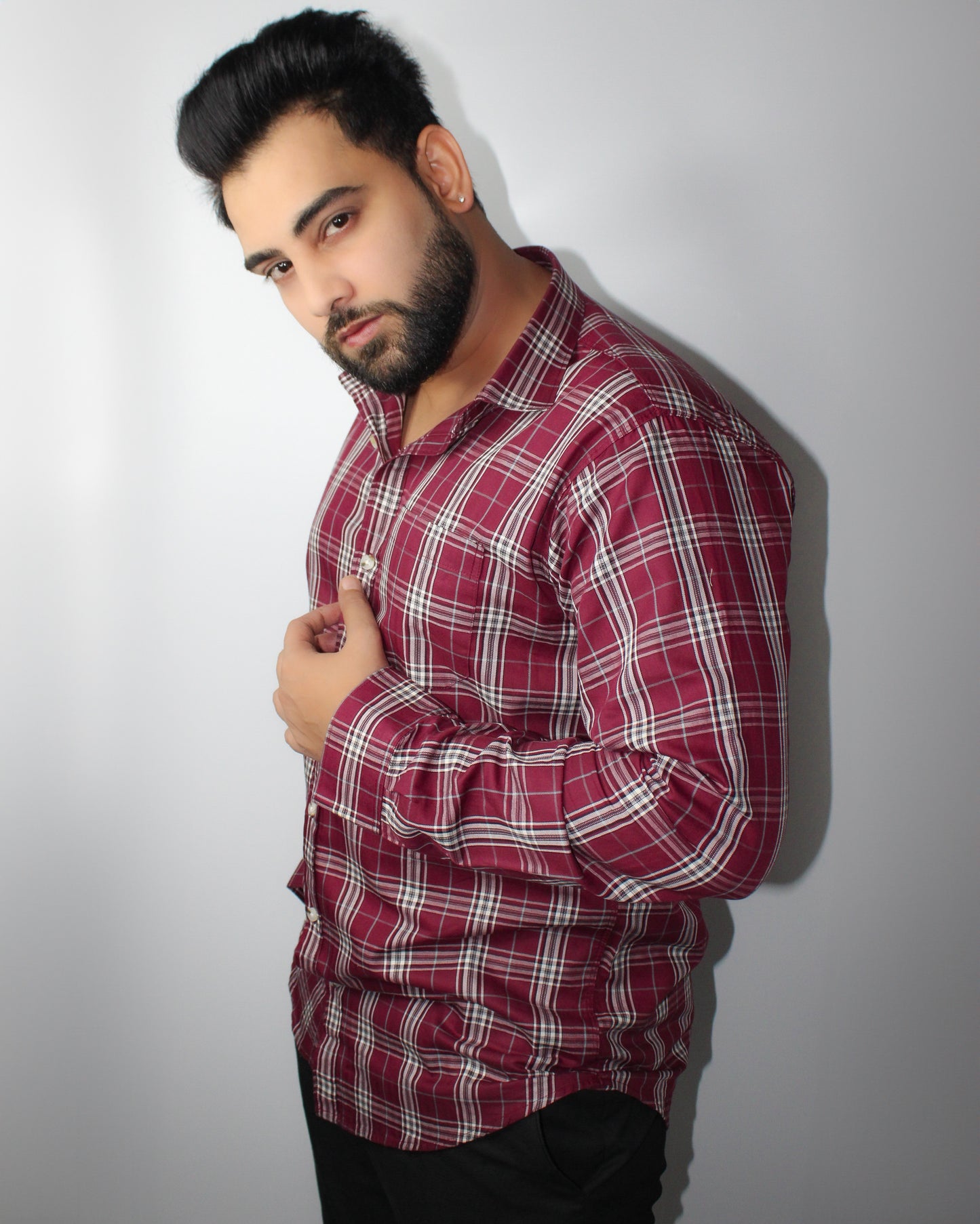 Montx Men's Pure Cotton Shirt - Red & White Checked