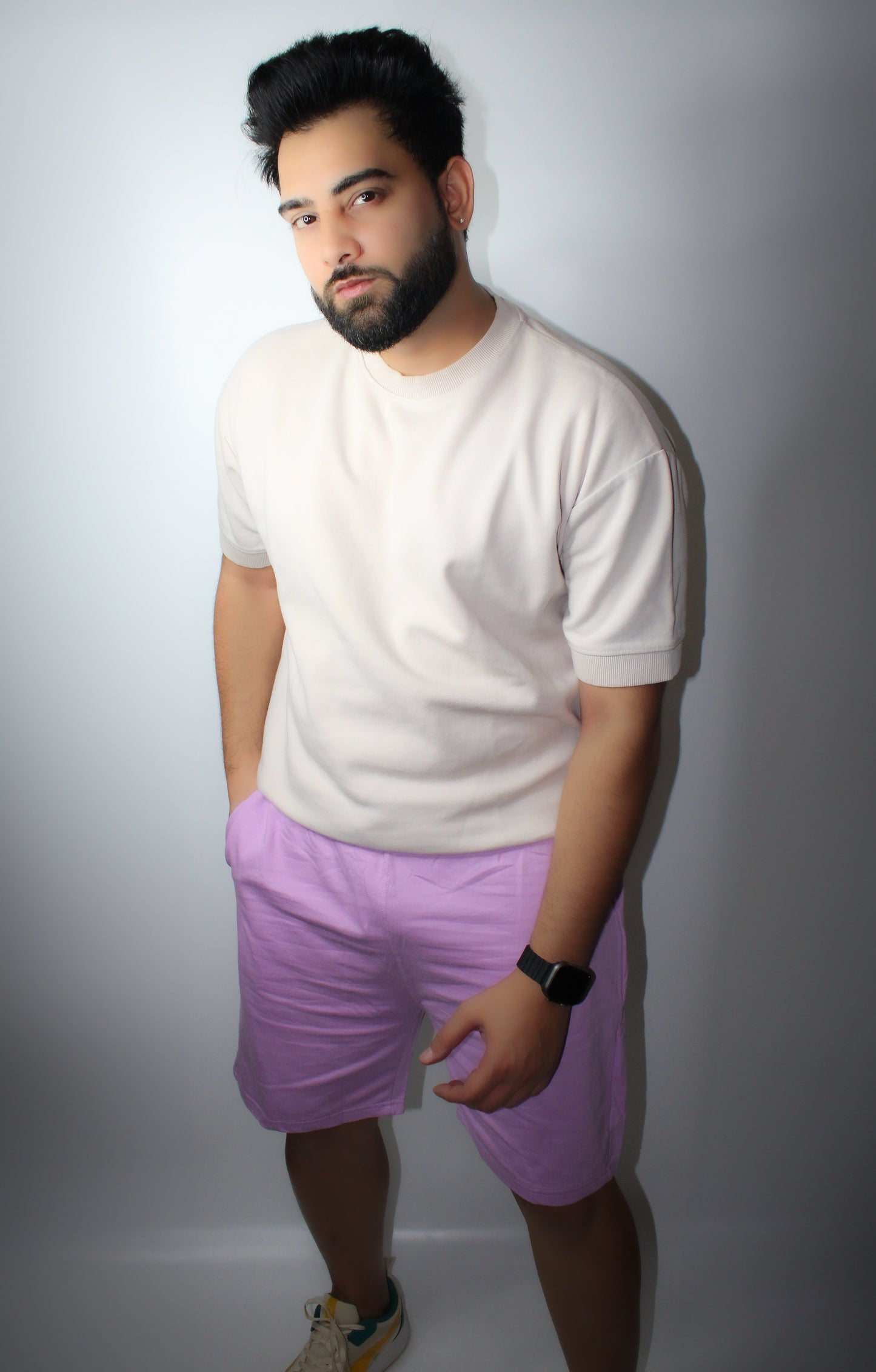 Montx Men's Cotton Shorts - Lavender Color with Back Pocket