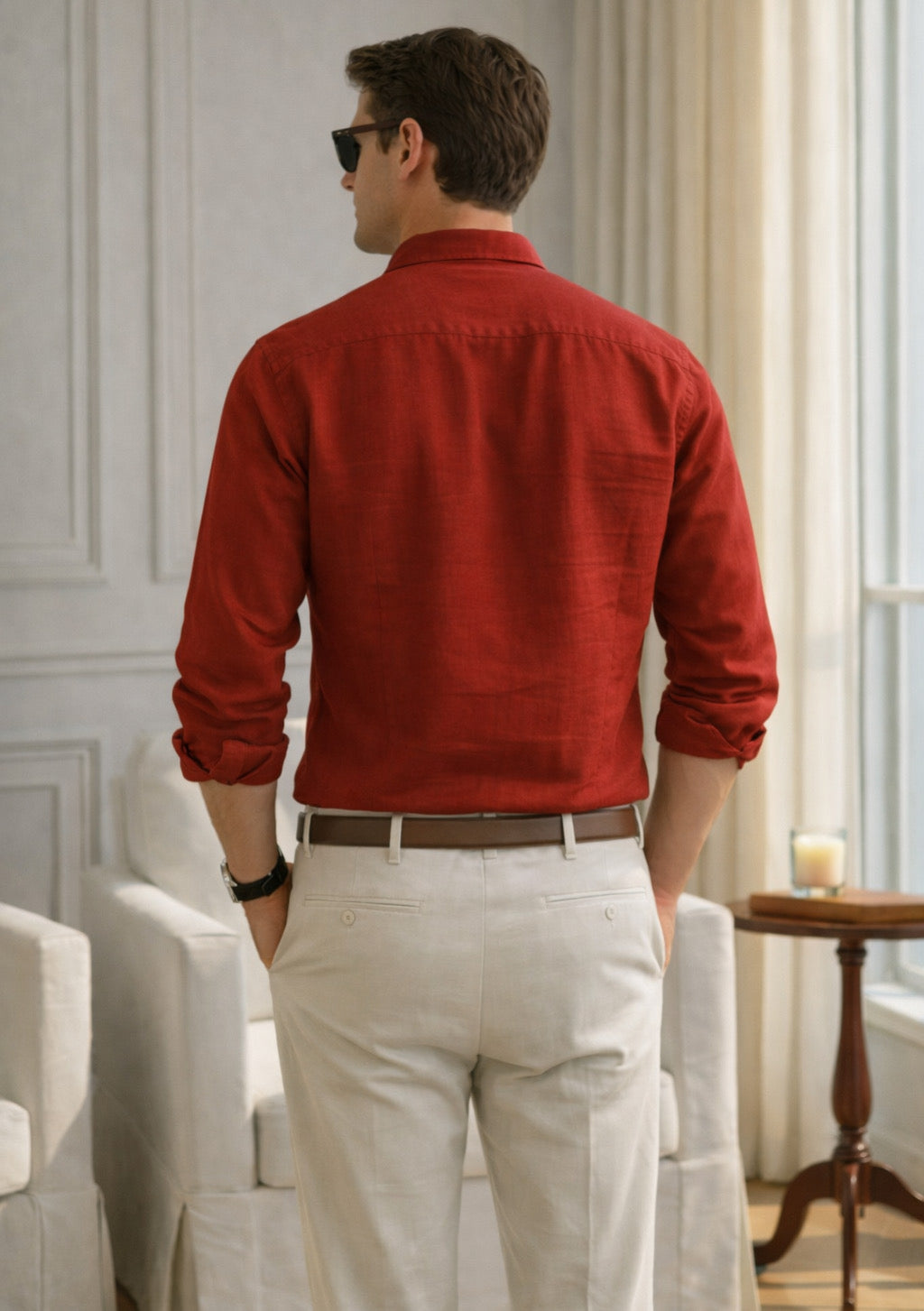 Men’s Premium Cotton Full-Sleeve Shirt – Red - Montx The Clothing Brand