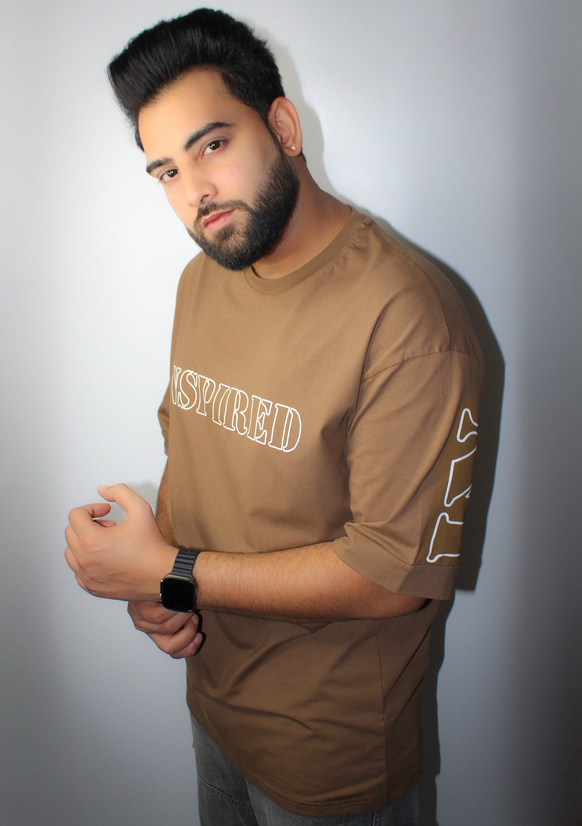 Montx Men's Inspired Print T-shirt Oversized Fit - Light Brown - Montx The Clothing Brand