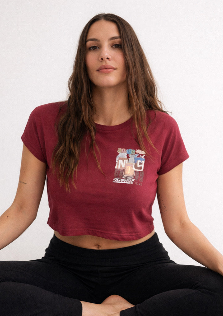 Women's Maroon Color Newspaper Printed T-shirt - Casual Fit - Montx The Clothing Brand