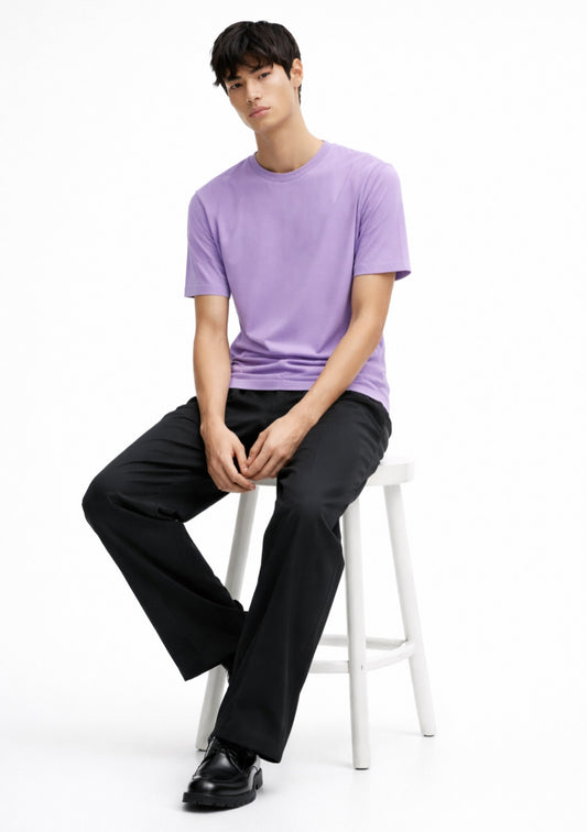 Men's Half Sleeve Round Neck T-Shirt Regular Fit - Lavender Color - Montx The Clothing Brand