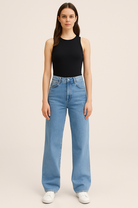 Montx Women's Straight Fit Denim Jeans – Sky Blue Color