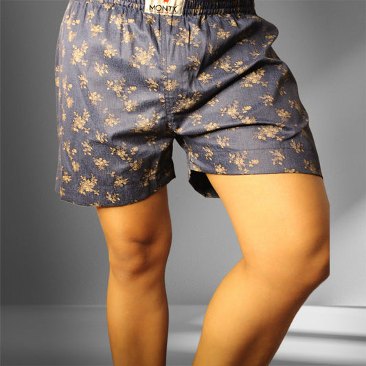Men'sMontx  Cotton Relaxed Fit Printed Boxer Shorts - Blue