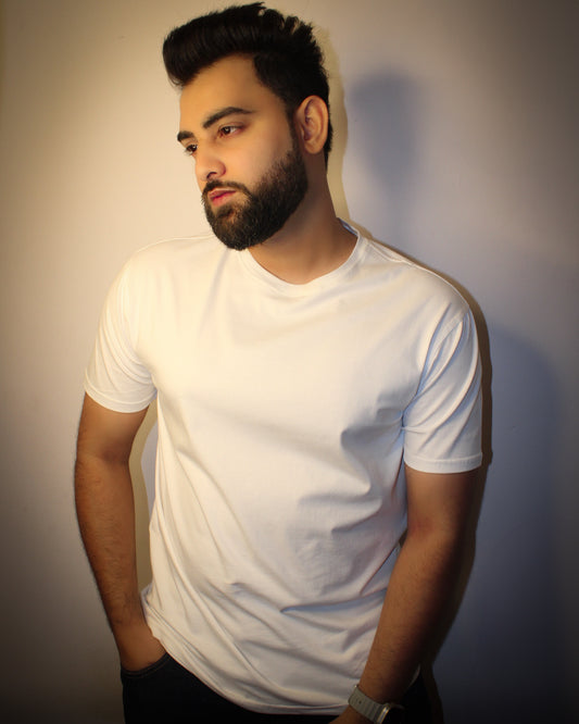 Men's Half Sleeve Round Neck T-Shirt Regular Fit - White Color